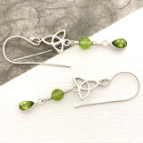 Peridot Celtic Trefoil Knot Earrings