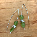 Raw Peridot Silver Threader Earrings