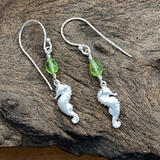 Peridot Silver Seahorse Earrings