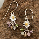 Daisy Gemstone Earrings with gold vermeil 