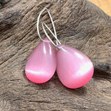 Pink Cymophane Teardrop Gemstone Earrings