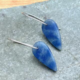 Dumortierite Arched Silver Earrings
