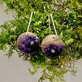 Round Charoite Silver Earrings