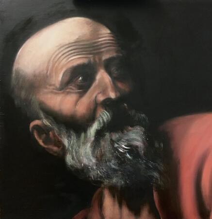 Study from Caravaggio, “The Inspiration of Saint Matthew”