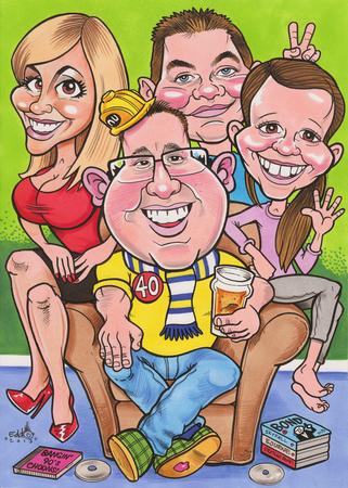 40th Birthday Gift Family Caricature