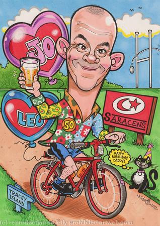 Cyclist's 50th Birthday Gift Caricature