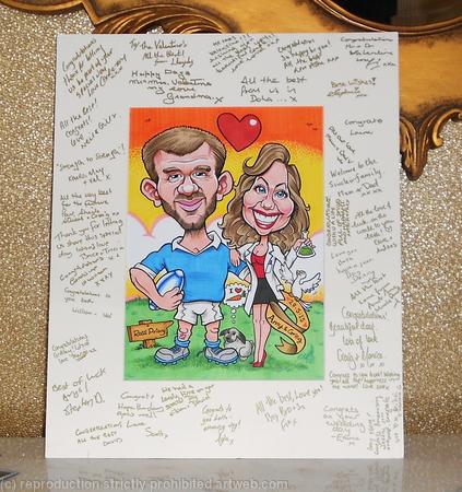 Colour Caricature Wedding Guest Signing Board