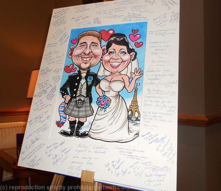 Bride and Groom Caricature Guest Signing Board