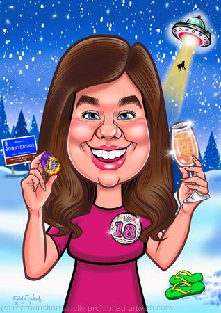 18th Birthday Gift Caricature