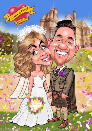 Wedding Signing Board Caricature