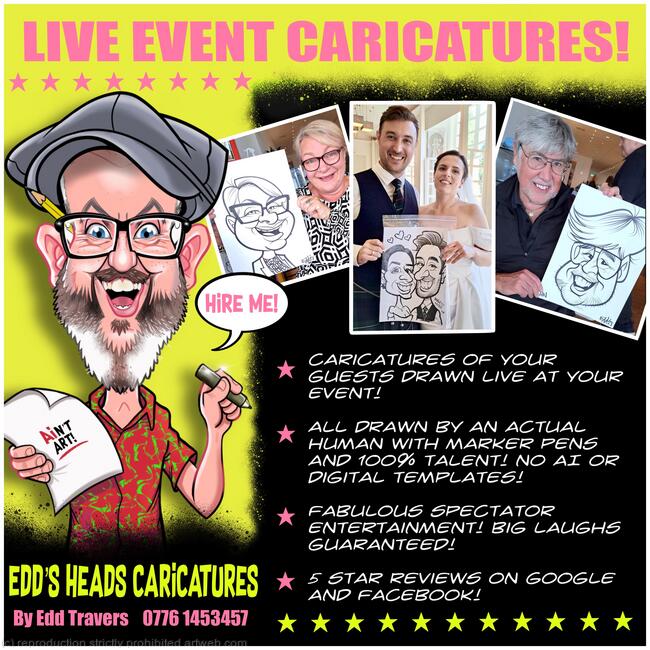 Hire Edd's Heads Caricatures For Your Event!