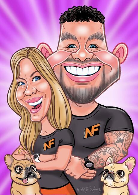 Fitness Couple Caricature