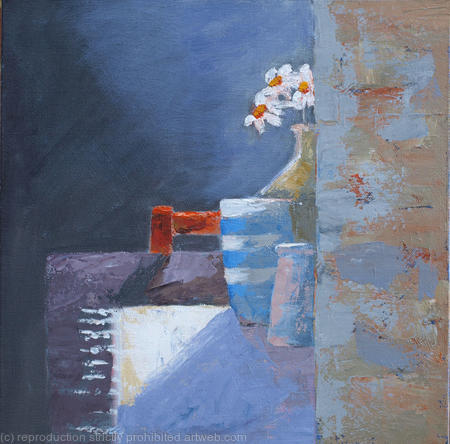 Daisies with orange chair