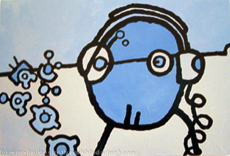 Blue Alien in Headphones