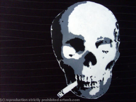 Smoking Skull Stencil - Detail