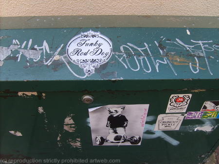 Funky Red Dog Logo on green box