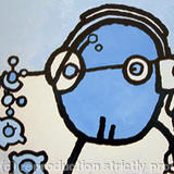 Blue Alien in Headphones