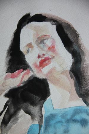 Rachel, watercolour,detail.