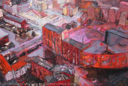 From the balloon, red.