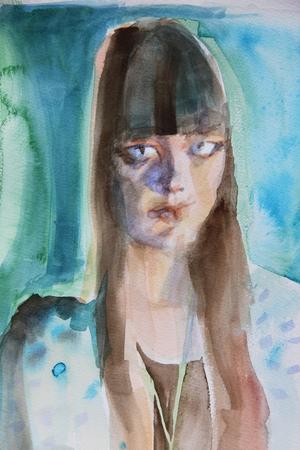 Girl, turquoise, detail.