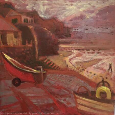 Red boat St Agnes