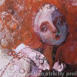 Redhead with white collar, detail.