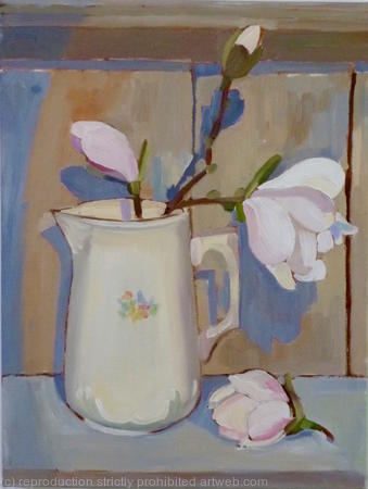 Little cream jug with Magnolia flowers
