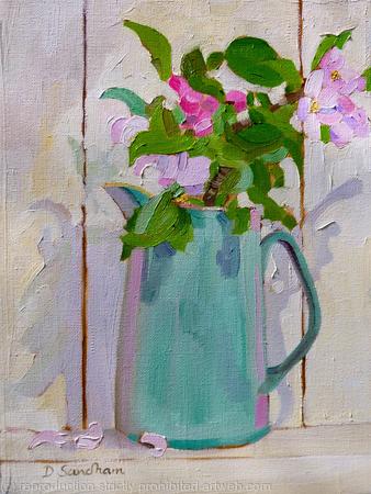 Green Meakin Jug with apple blossom