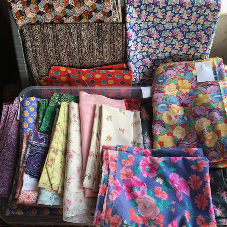 sorting fabrics for the craft fair