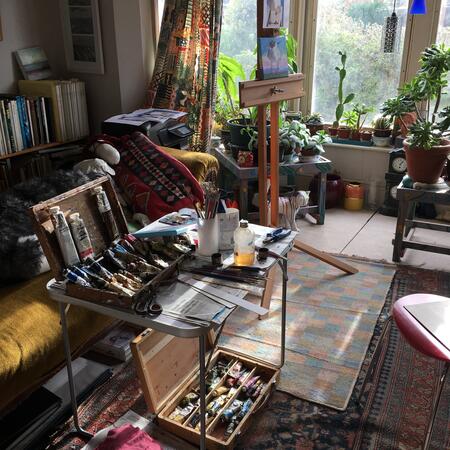 painting seagulls in the sunshine