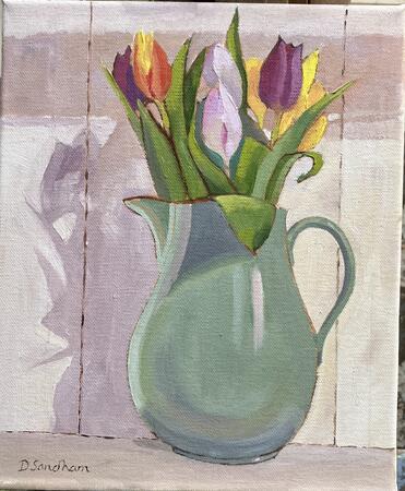 Vintage Spode Orient line jug with tulips