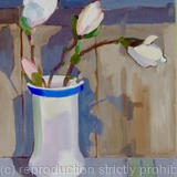 Little pottery vase with Magnolia buds