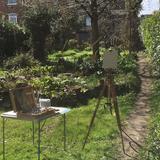 painting tulips in the garden