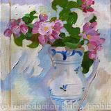 Little blue and white Majolica jug with apple blossom