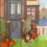 painting tulips in the garden