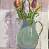 Vintage Spode Orient line jug with tulips