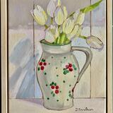 Strehla jug with white tulips