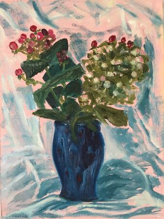 St John's Wort in a blue vase