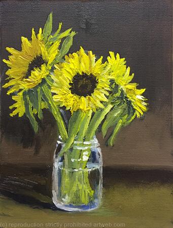 Sunflowers in a jar