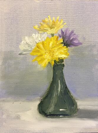 Flowers in a green vase
