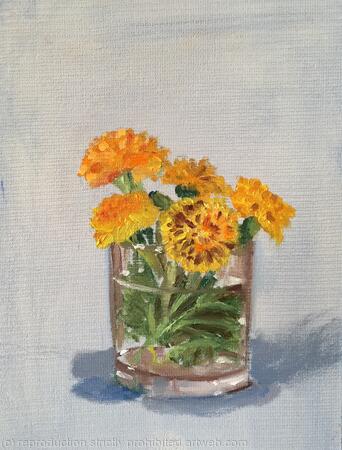 Marigolds in a glass