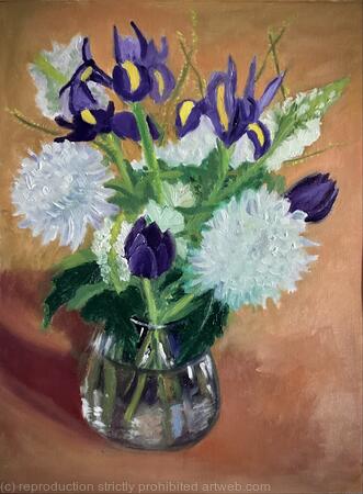 Irises, chrysanthemums, tulips