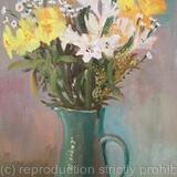 Yellow and white bouquet in a green jut