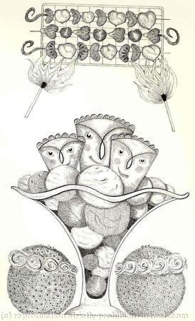 PUDDINGS IN A PANIC - FIRE AND ICE  Book Illustration