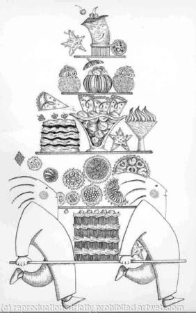  PUDDINGS IN A PANIC -  Book illustration frontispiece