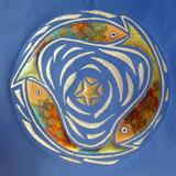 THREE FISHES AND A STAR on Dark Blue